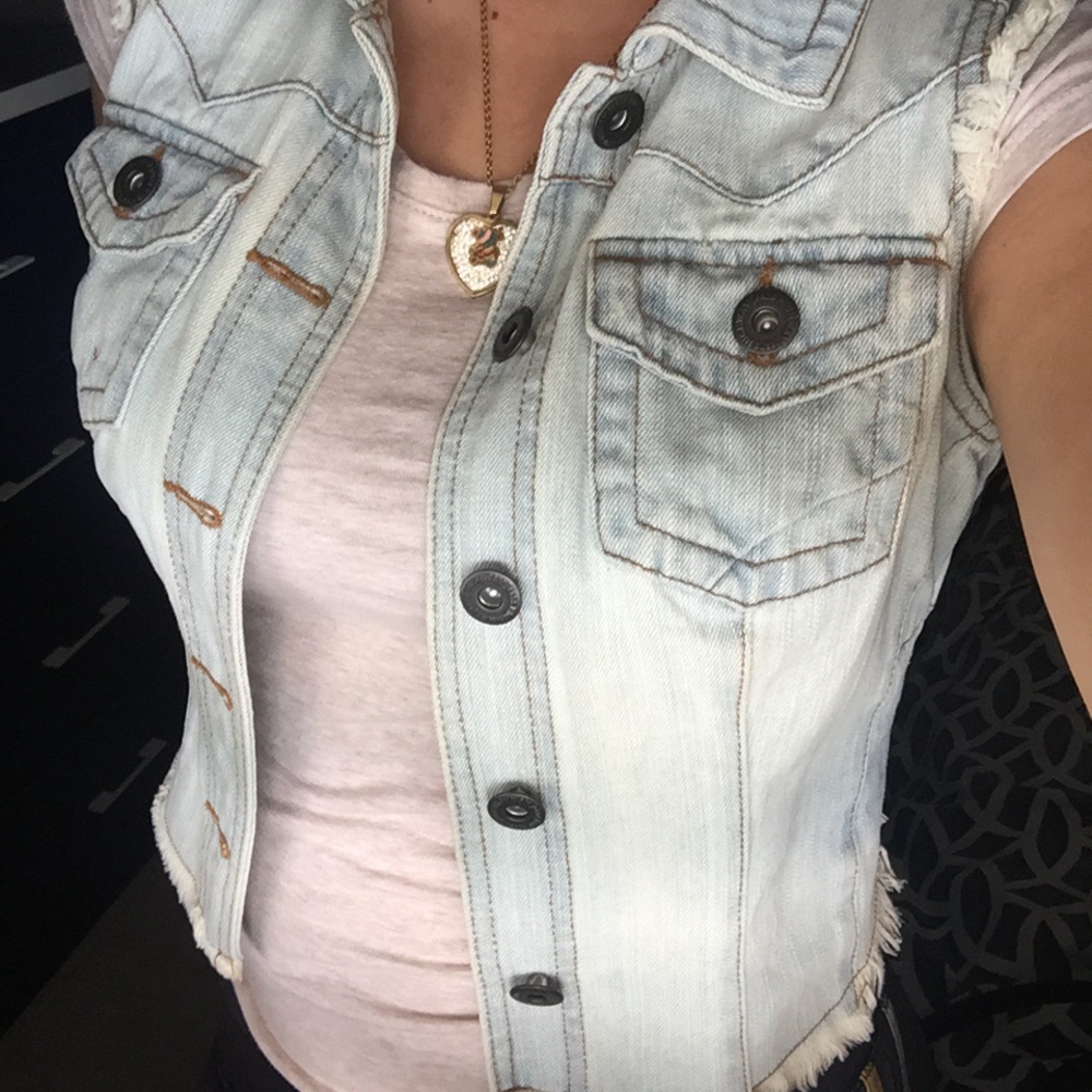 Denim Jean Jacket Vest, M